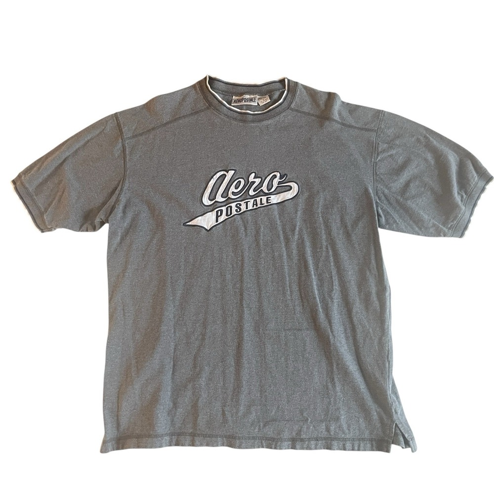 VTG Aeropostale Men's Size L Gray T-Shirt Logo Spellout Heavy 100% Cotton 2000's